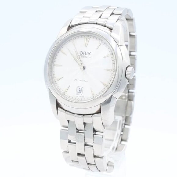 Oris 7544 Artelier White Sunburst Men's Automatic Wristwatch 633 Swiss Steel